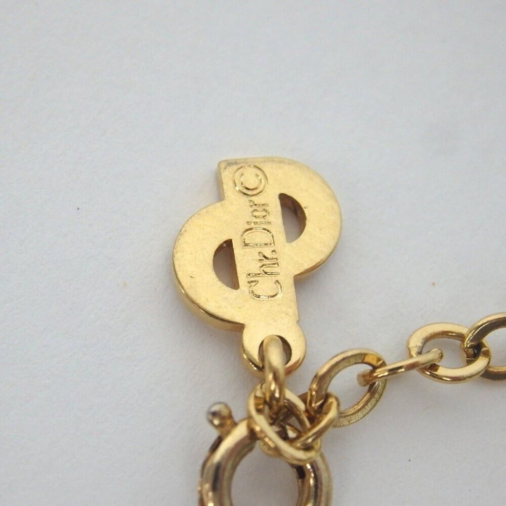 Authentic Christian Dior Logo Beads Square Necklace metal [Used] - Picture 8 of 8
